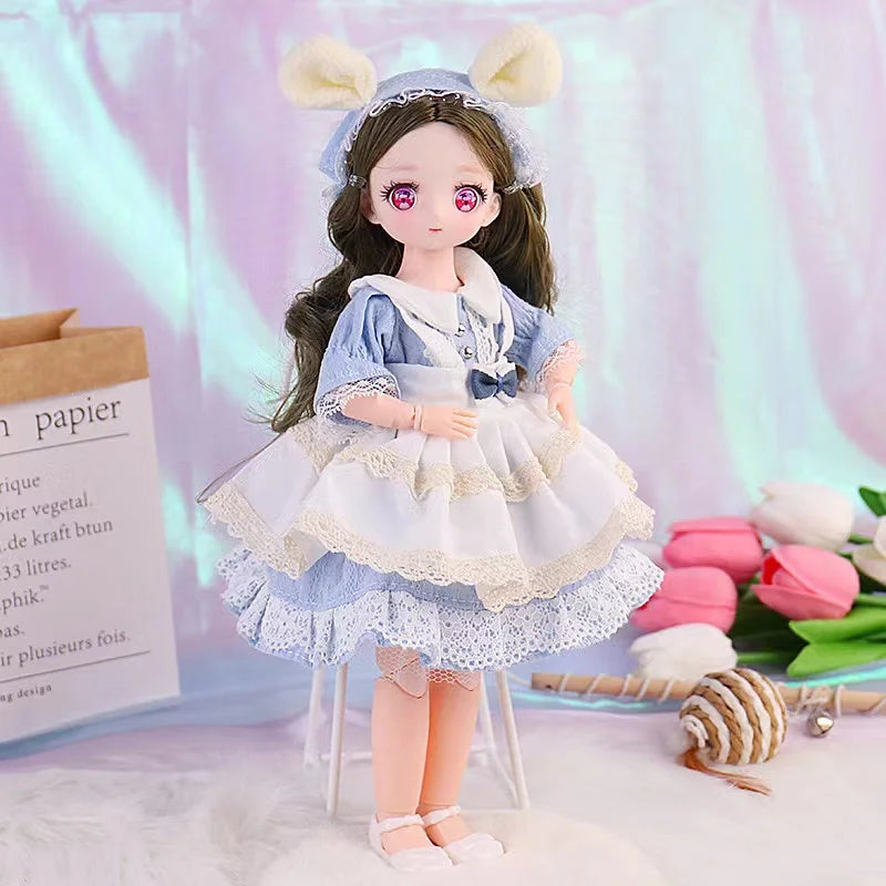 1/6 bjd Dolls for Girls Hinged Doll 30 cm with Clothes Blonde Brown Eyed Articulated Toys for Children Spherical Joint Playsets