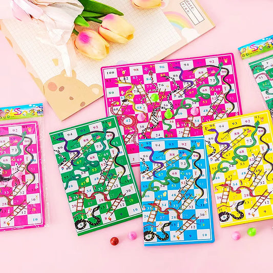 10 Pcs Paper Portable Snakes and Ladders Fun Board Family Games Kids Birthday Party Favors Carnival Giveaways Kindergarten Gifts
