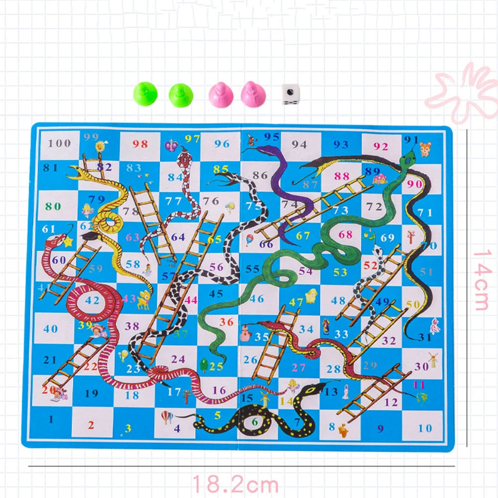 12PC Snake Ladder Paper Portable Flying Board Game Kids Birthday Party Gifts Souvenirs Kindergarten Rewards Back to School Gifts
