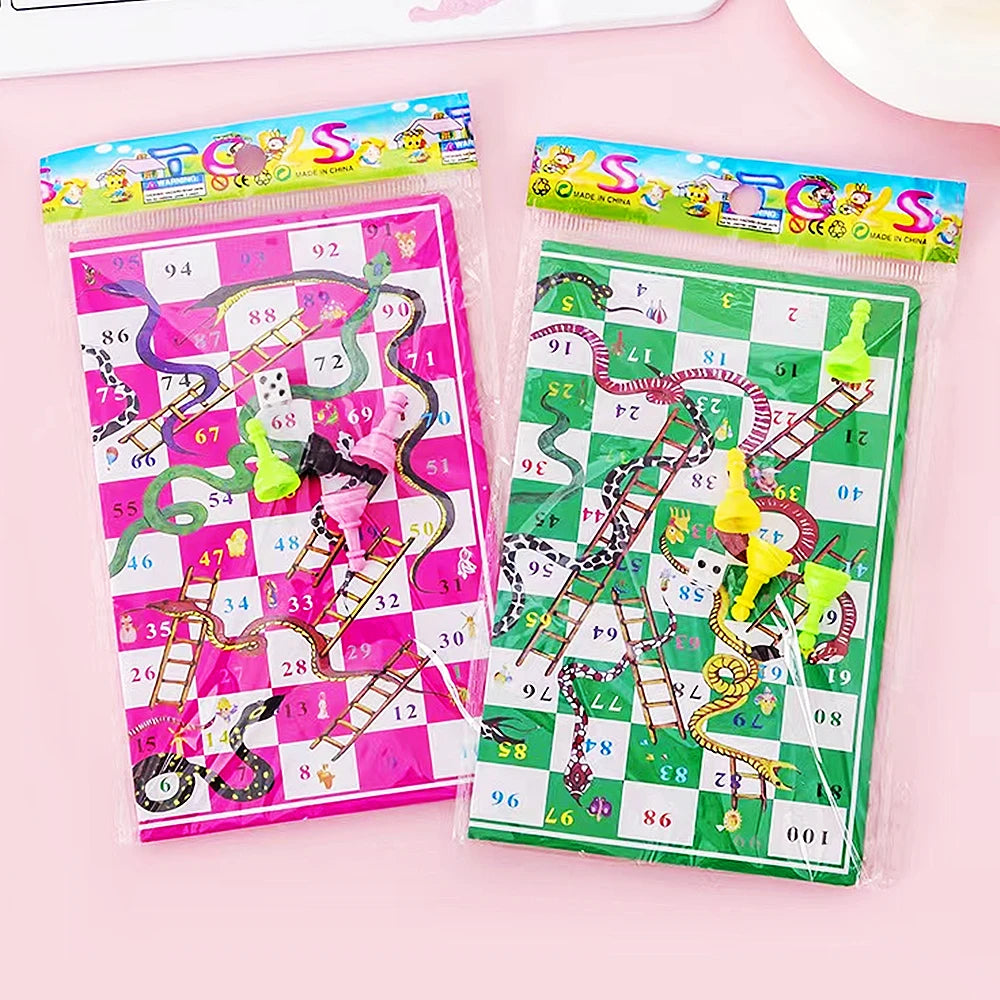 10 Pcs Paper Portable Snakes and Ladders Fun Board Family Games Kids Birthday Party Favors Carnival Giveaways Kindergarten Gifts